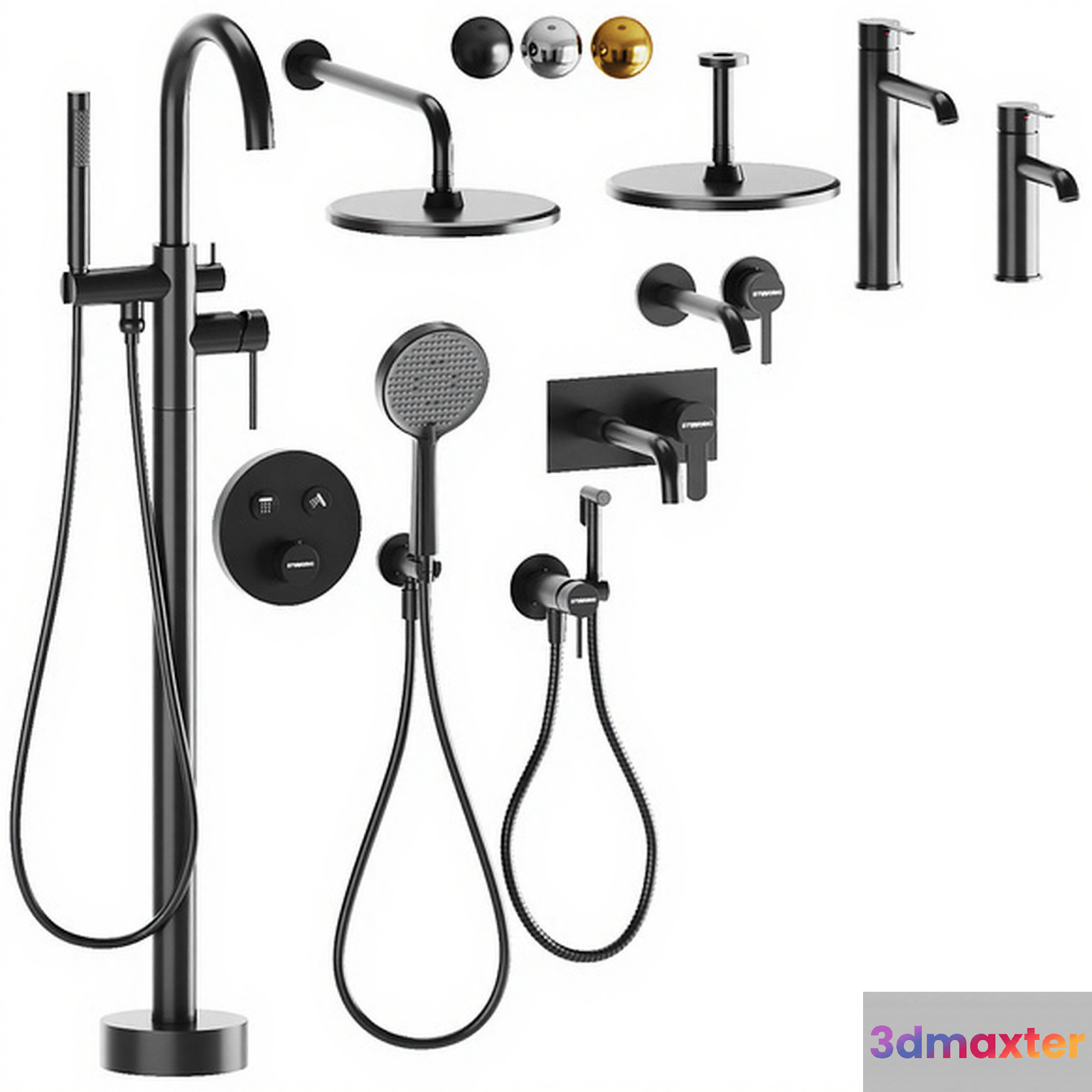 A Bathroom Faucet Set 3D Model - 9611 - CORONA Render