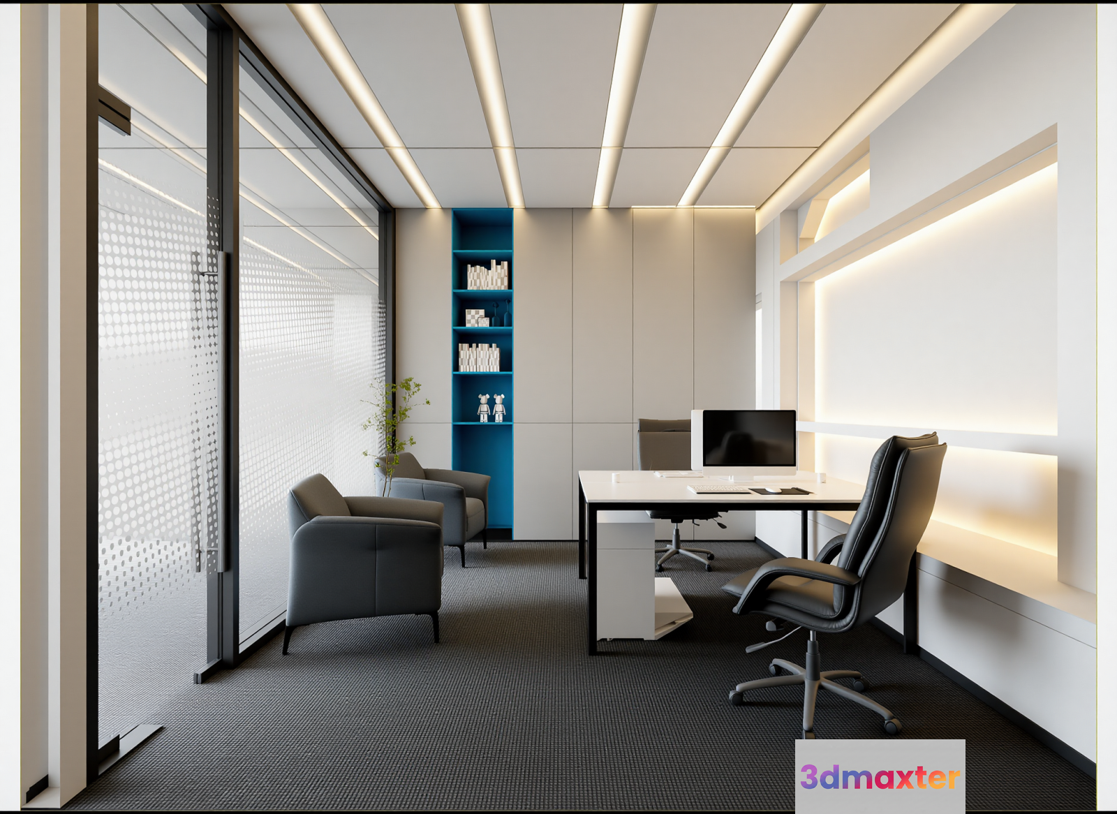 Modern Office Space 3D Model - 23679 - VRAY Render
