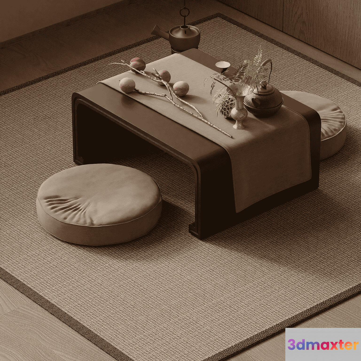 Japanese-Inspired Living Room 3D Model - 16540 - VRAY Render