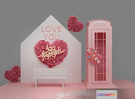 Pink Valentine'S Day Decor 3D Model - 10459 - CORONA Render