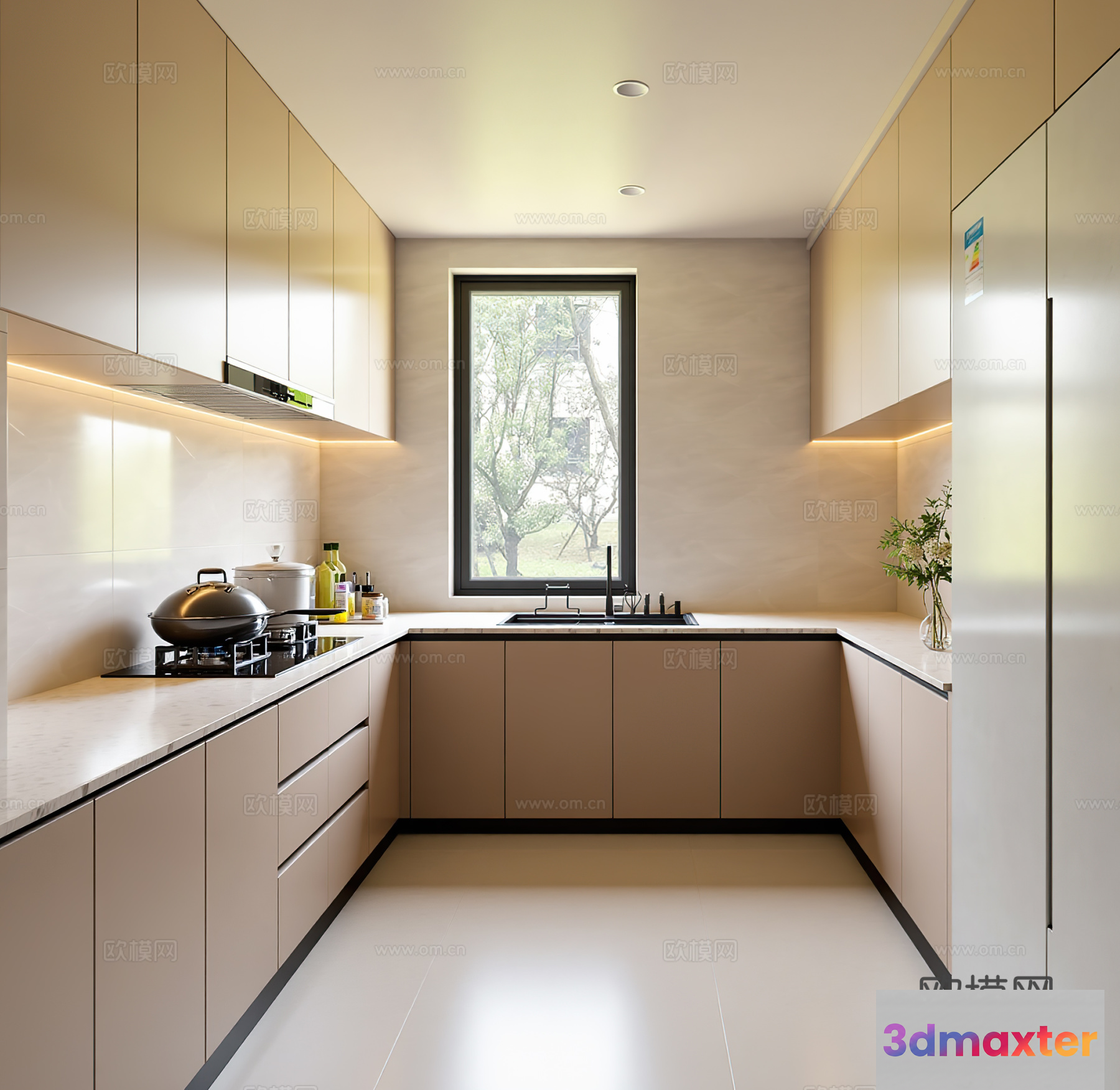 Modern Kitchen 3D Model - 16352 - VRAY Render