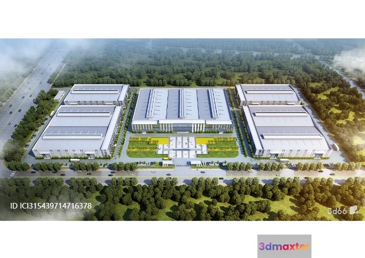 Large Industrial Complex 3D Model - 3088 - VRAY Render