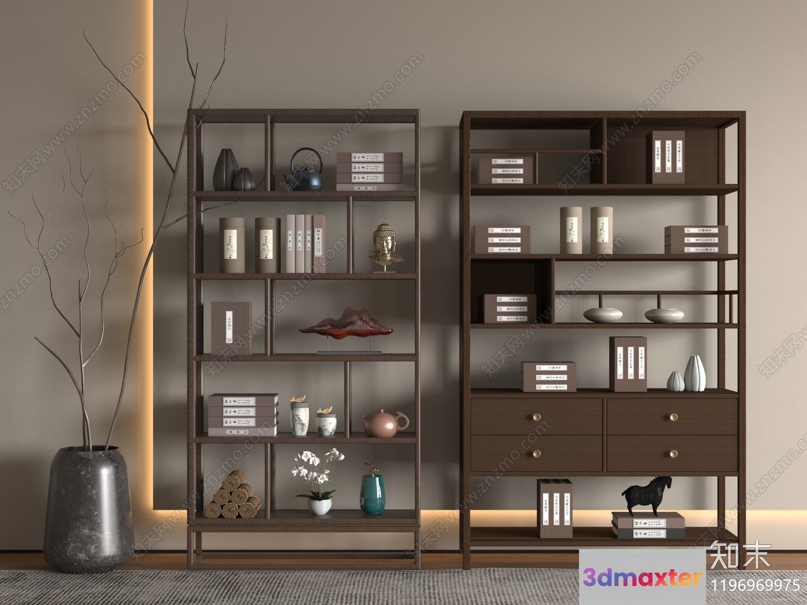 Modern Shelving Units 3D Model - 11100 - VRAY Render
