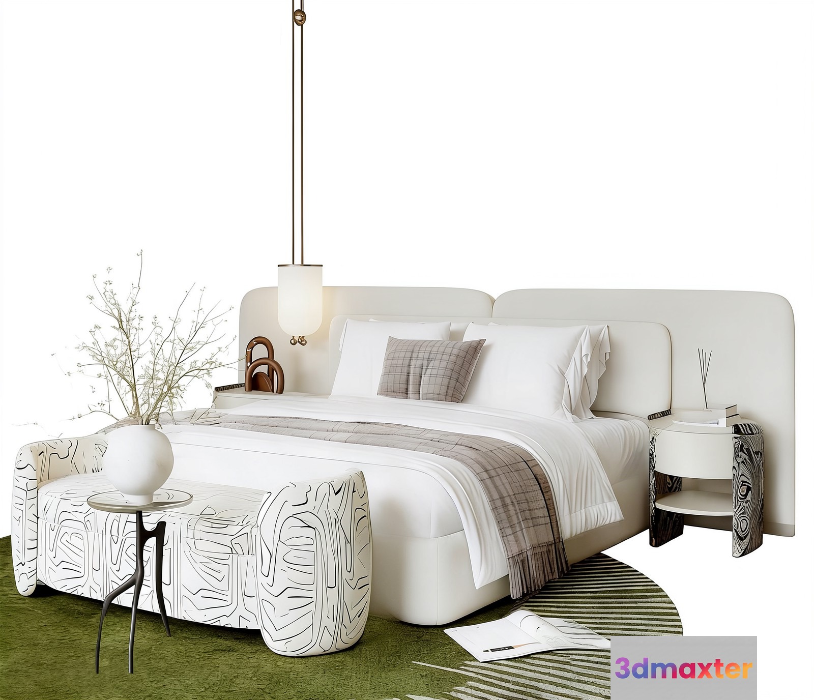 Cozy White Bedroom 3D Model - 20411 - VRAY Render