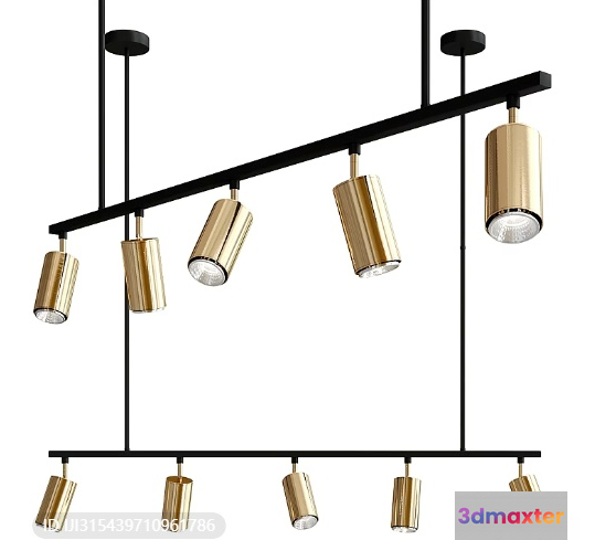 Gold Light Fixture 3D Model - 315 - VRAY Render