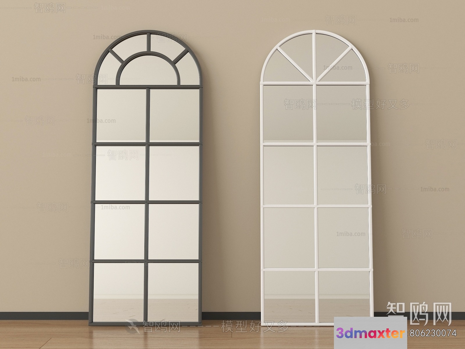 A Tall Mirror With A White Frame 3D Model - 7825 - VRAY Render