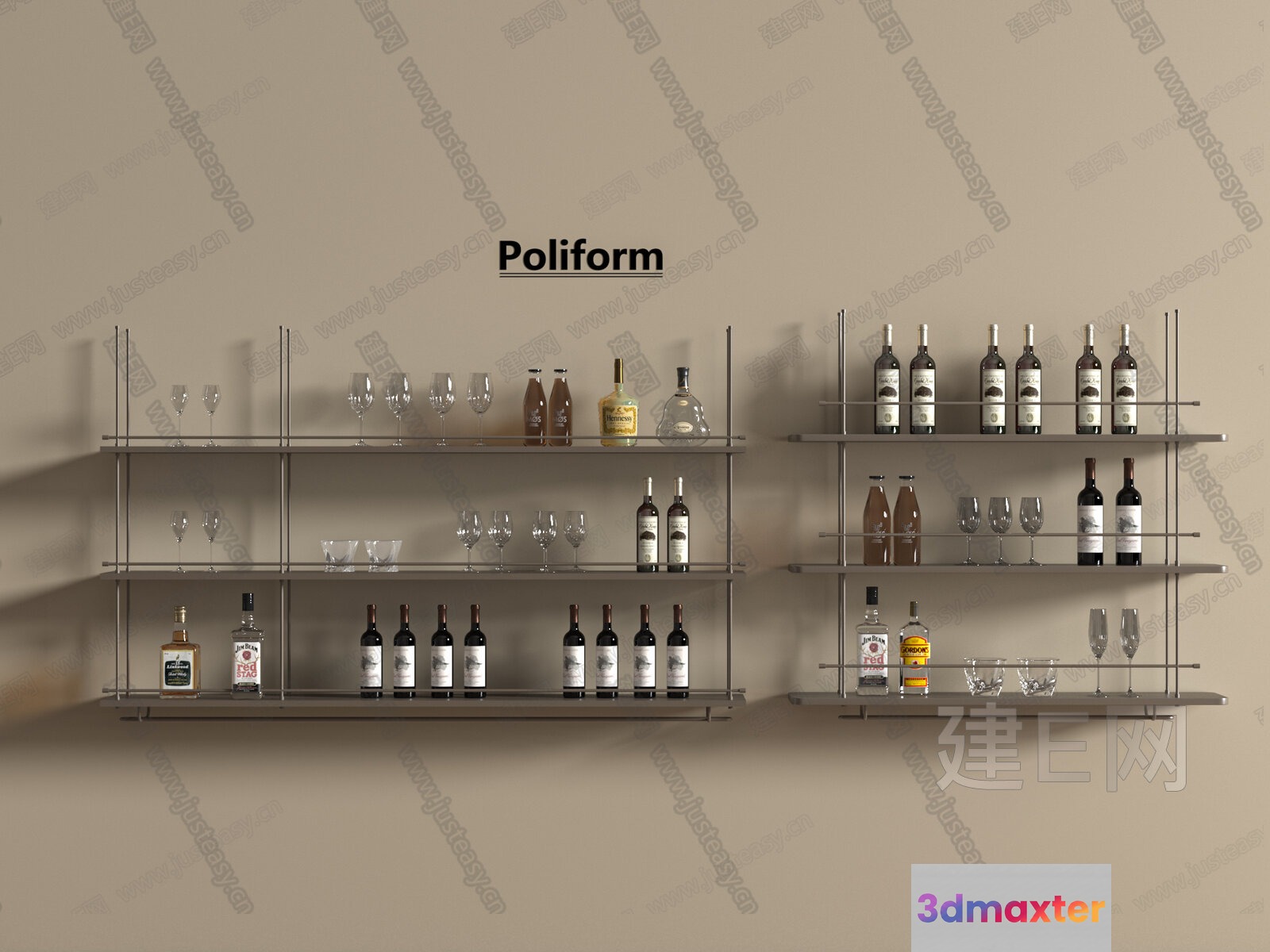 Poliform Shelving 3D Model - 20391 - VRAY Render