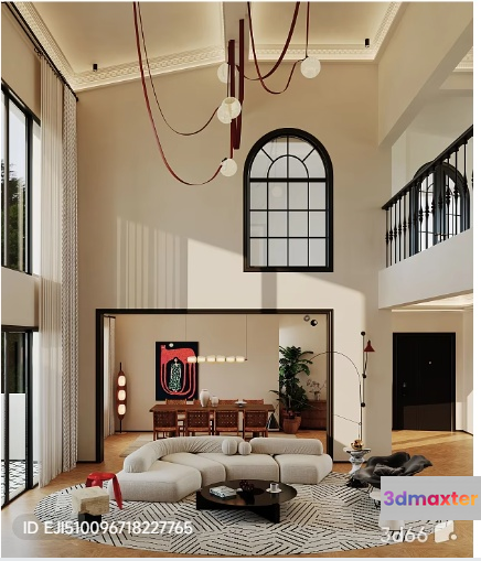Modern Living Room 3D Model - 7989 - VRAY Render
