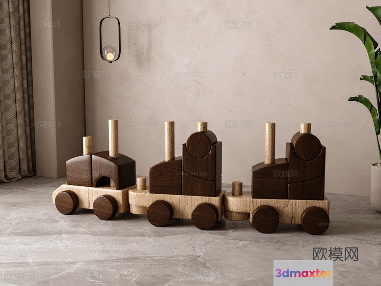 Wooden Toy Train 3D Model - 17720 - VRAY Render