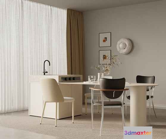 Modern Dining Room 3D Model - 19488 - VRAY Render