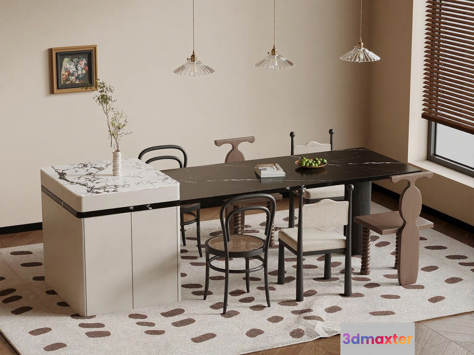 Modern Dining Room 3D Model - 7406 - VRAY Render