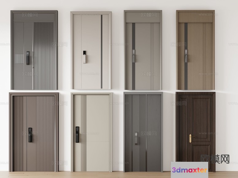 A Collection Of Doors With Different Designs And Colors 3D Model - 10318 - VRAY Render