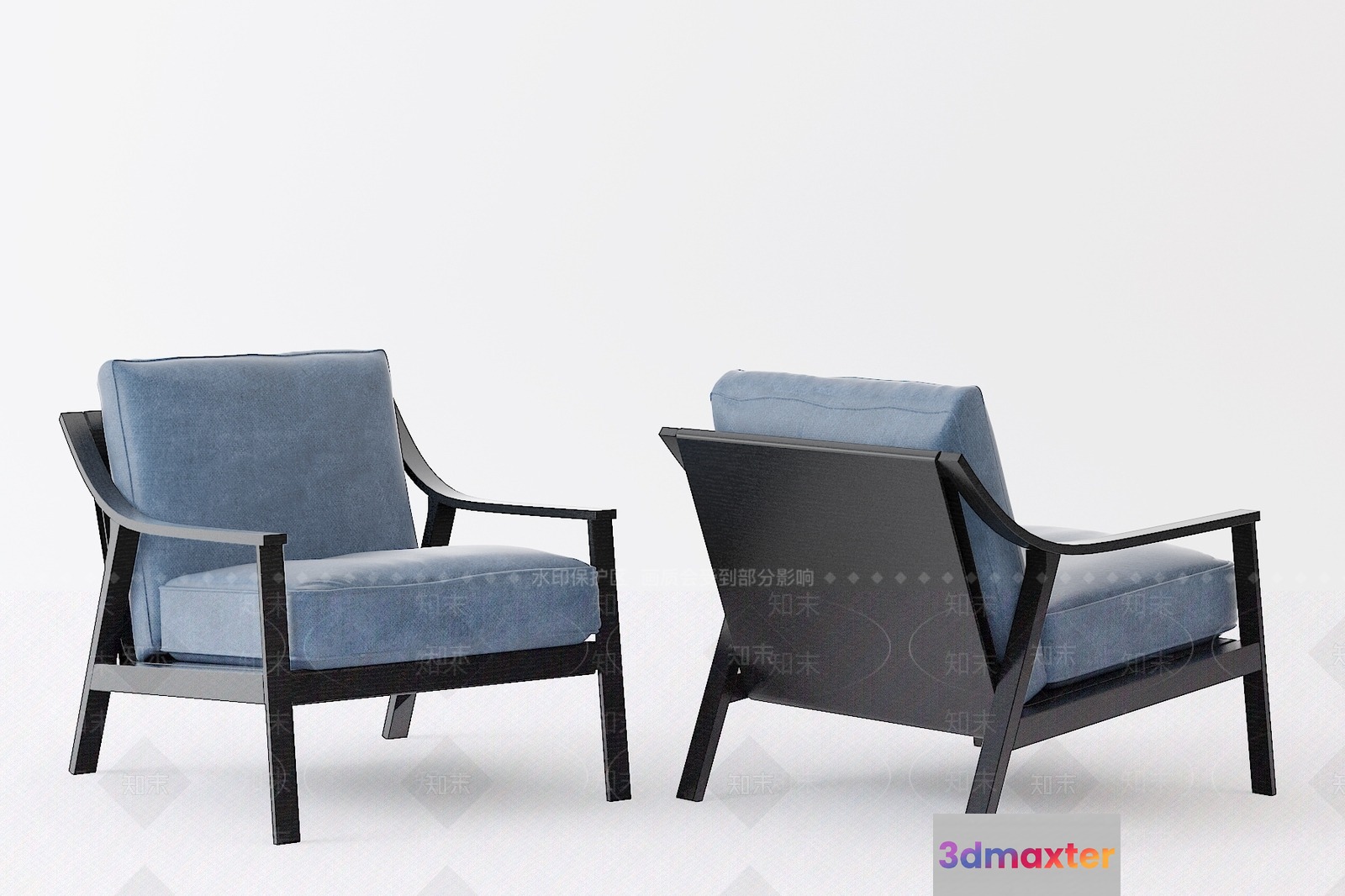 Modern Velvet Chairs 3D Model - 4161 - VRAY Render