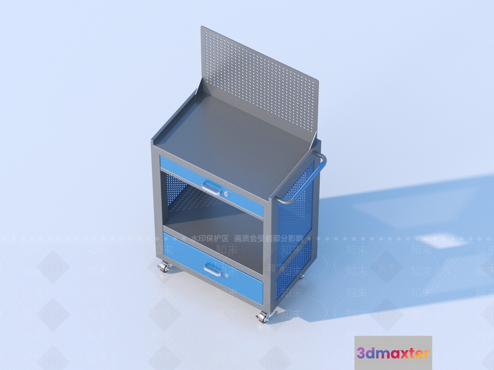 Blue Metal Cart 3D Model - 4687 - VRAY Render