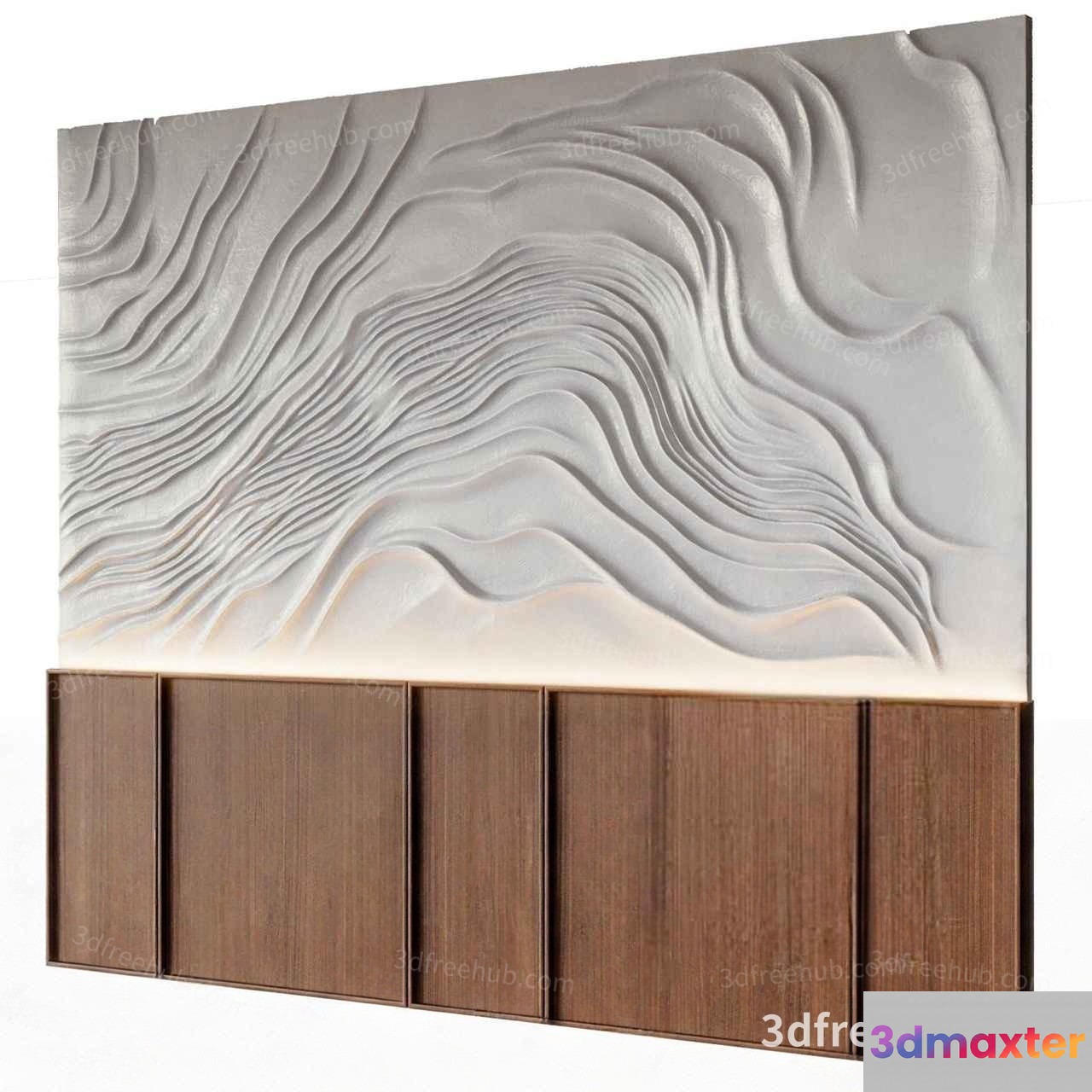 Modern Wood And White 3D Wall Art 3D Model - 22565 - VRAY Render