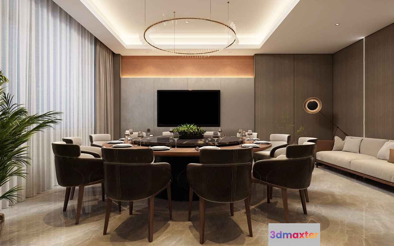 Modern Dining Table 3D Model - 12108 - VRAY Render