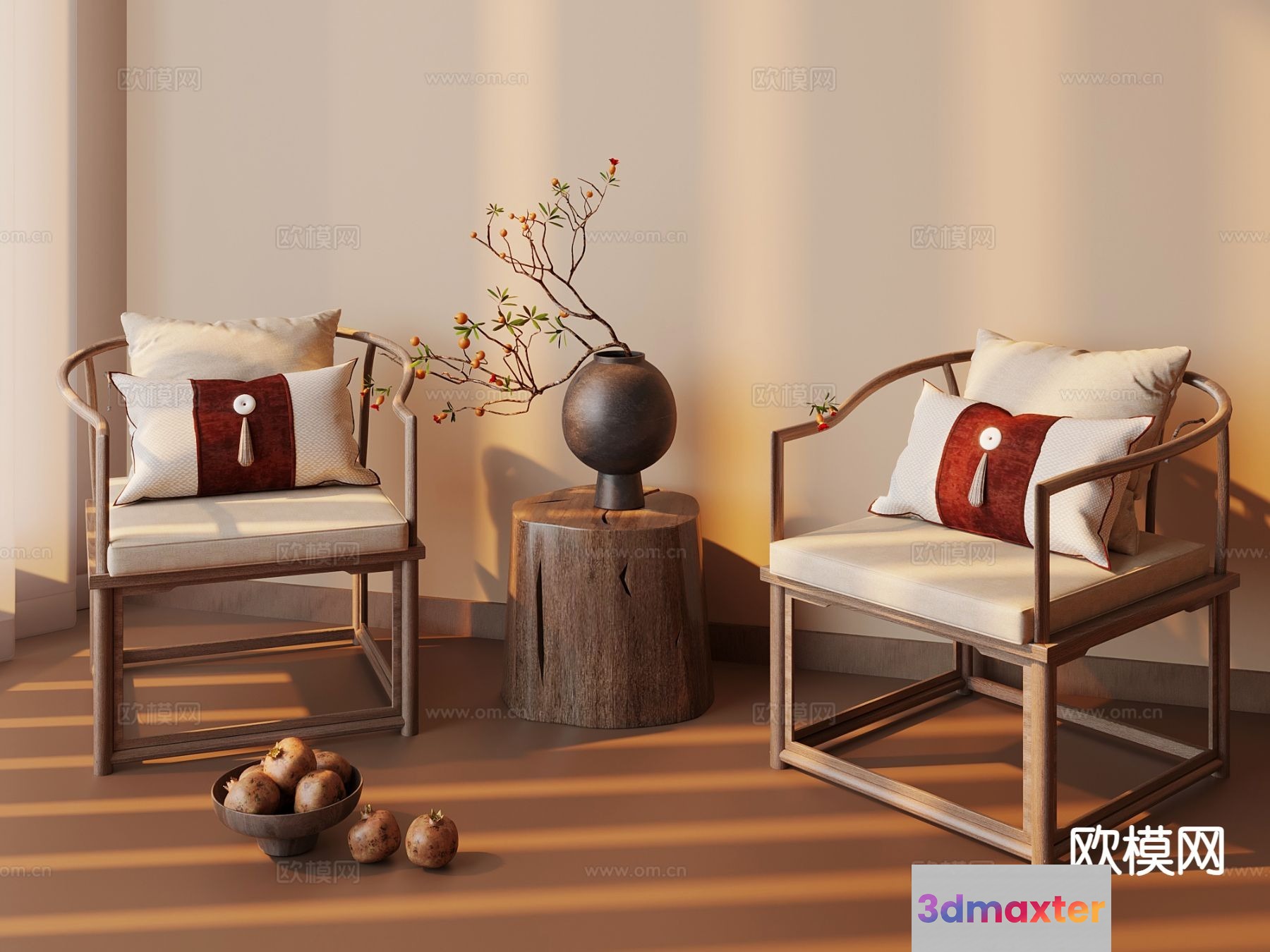 Traditional Chinese Sitting Area 3D Model - 11426 - VRAY Render