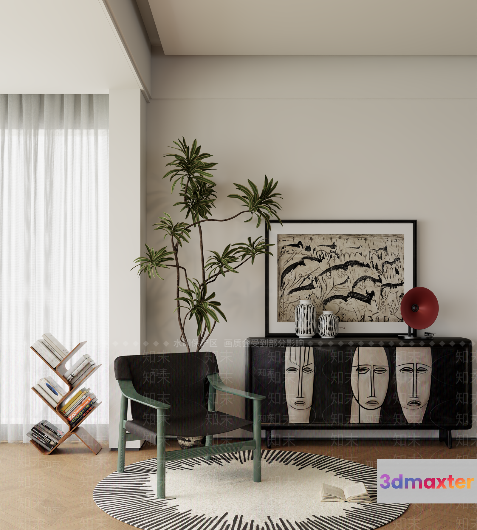 Modern Living Room 3D Model - 18040 - VRAY Render