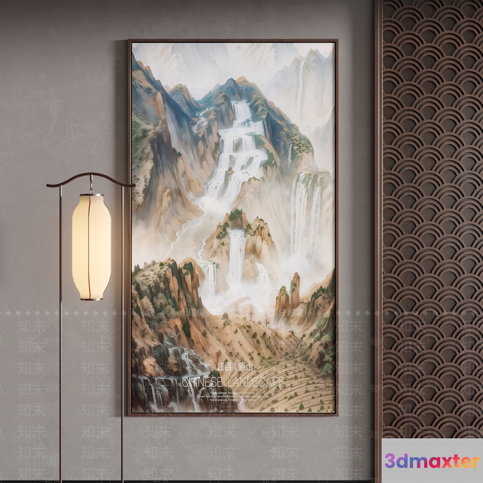 A Chinese Landscape Painting 3D Model - 10124 - VRAY Render