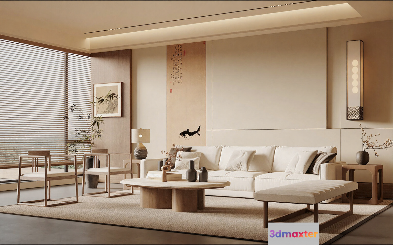 Modern Living Room 3D Model - 19078 - VRAY Render