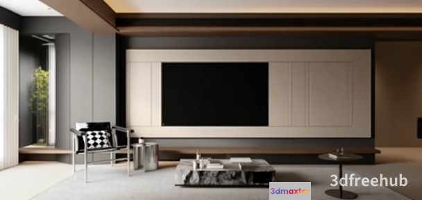 Modern Living Room 3D Model - 23327 - VRAY Render