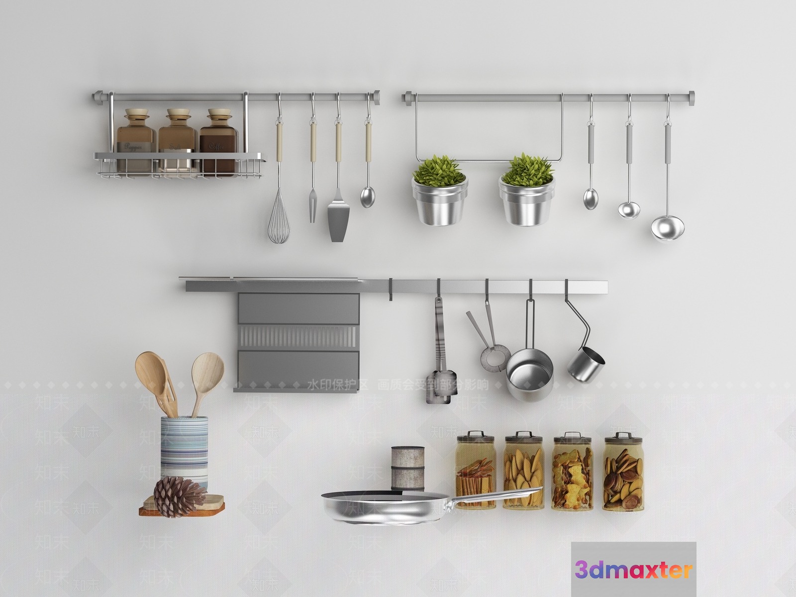Modern Kitchen Utensils 3D Model - 9467 - VRAY Render