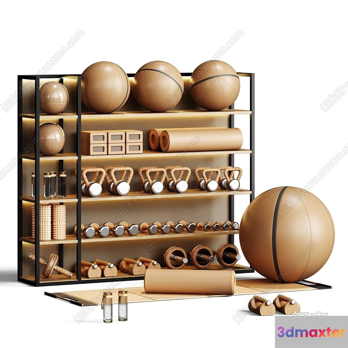 A Wooden And Metal Shelf 3D Model - 20447 - VRAY Render