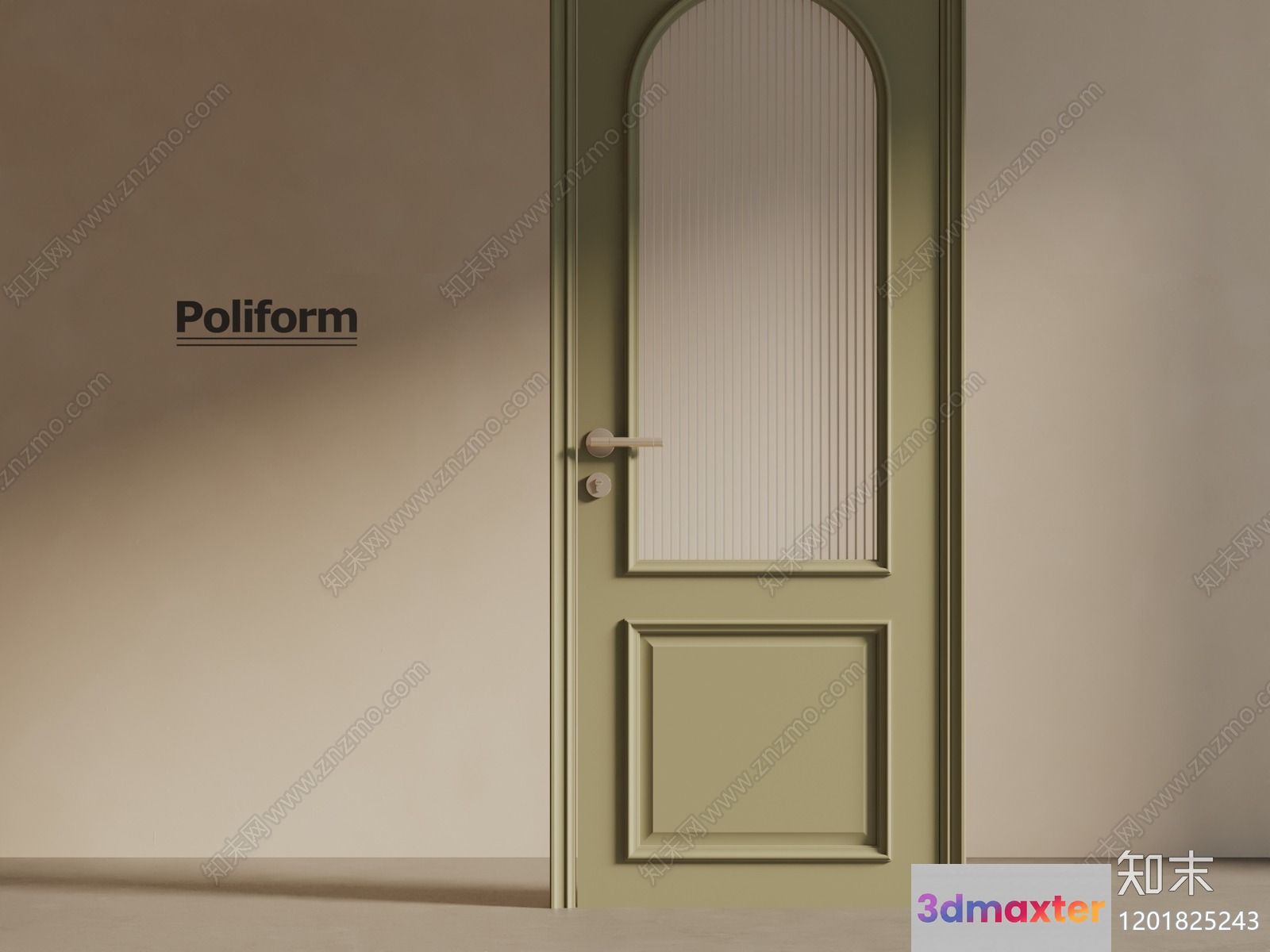 A Door With A Window 3D Model - 18840 - VRAY Render