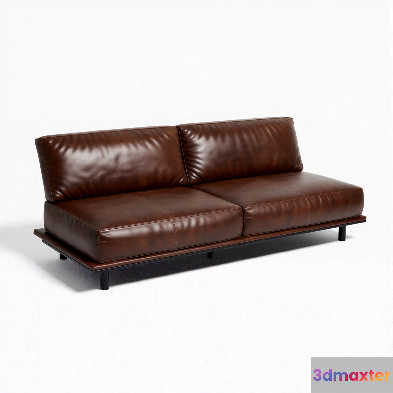 Brown Leather Couch 3D Model - 21374 - VRAY Render