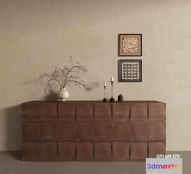 Brown Wooden Cabinet 3D Model - 5548 - CORONA Render