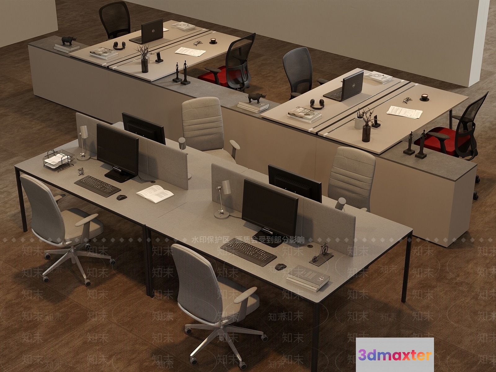 Modern Office Desks 3D Model - 9476 - VRAY Render