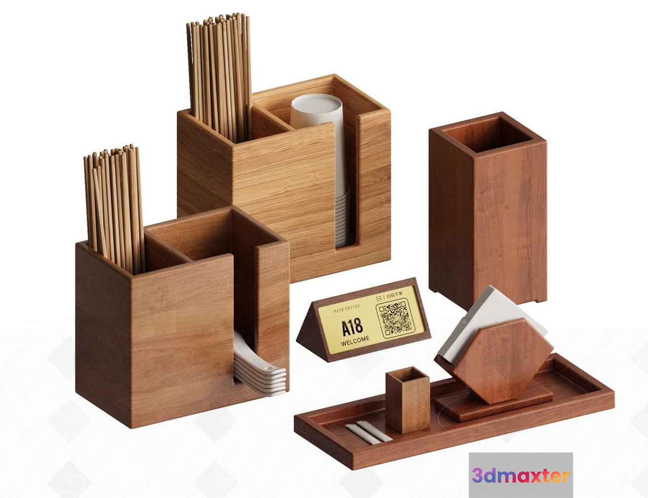 Wooden Desk Organizer 3D Model - 17801 - CORONA Render