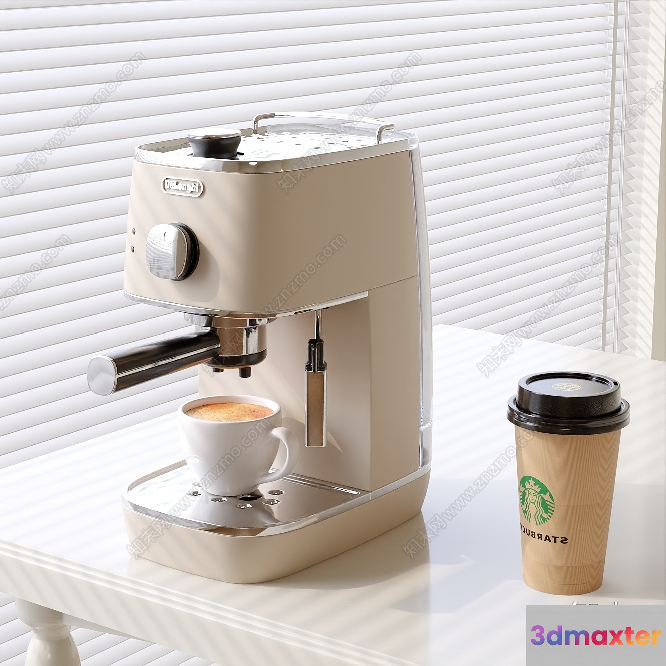 A Coffee Machine With A Starbucks Cup 3D Model - 15619 - CORONA Render