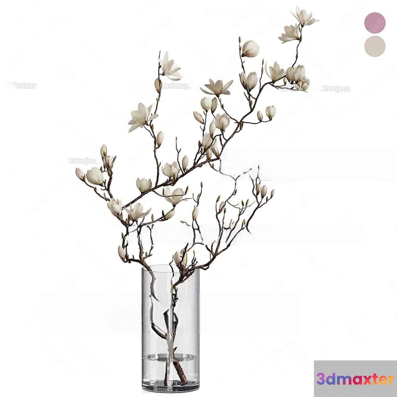 A Glass Vase With Flowers 3D Model - 1154 - CORONA Render