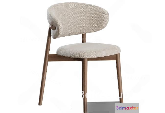A Chair With A Light-Colored Seat And Backrest 3D Model - 20489 - VRAY Render