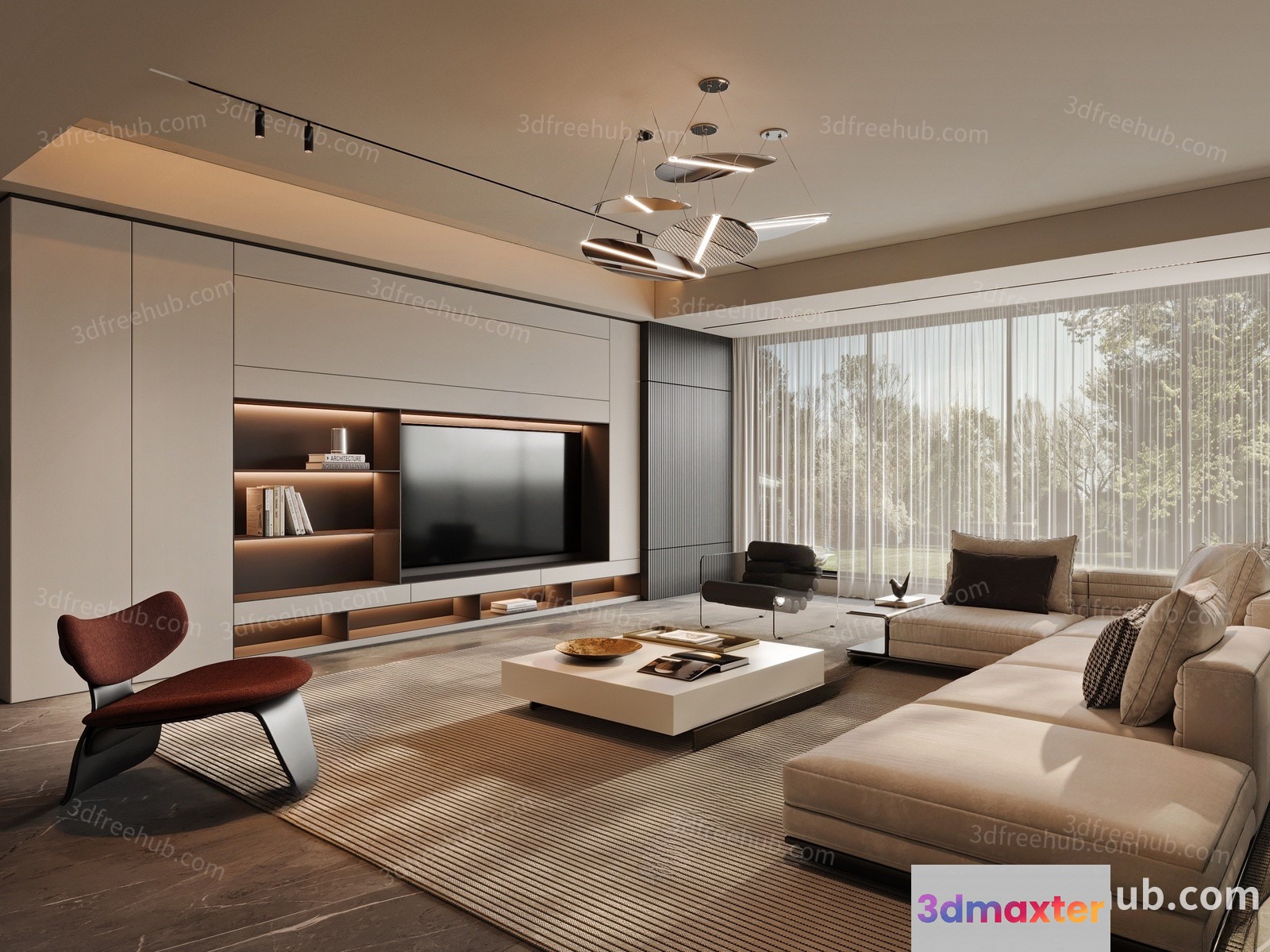 Modern Living Room 3D Model - 22629 - VRAY Render