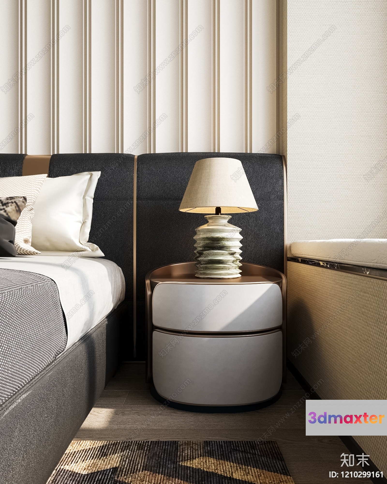 Cozy Bedroom With A Lamp 3D Model - 3574 - VRAY Render