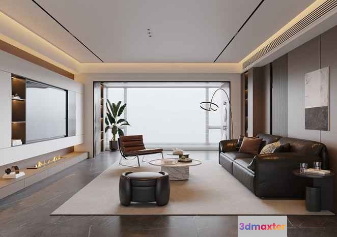 Modern Living Room 3D Model - 17635 - VRAY Render