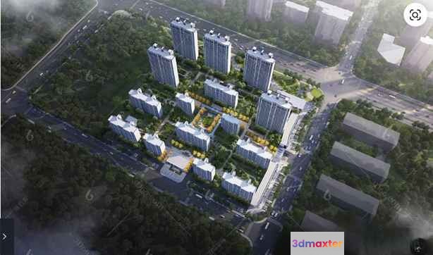 Aerial View Of A City Block 3D Model - 9322 - VRAY Render