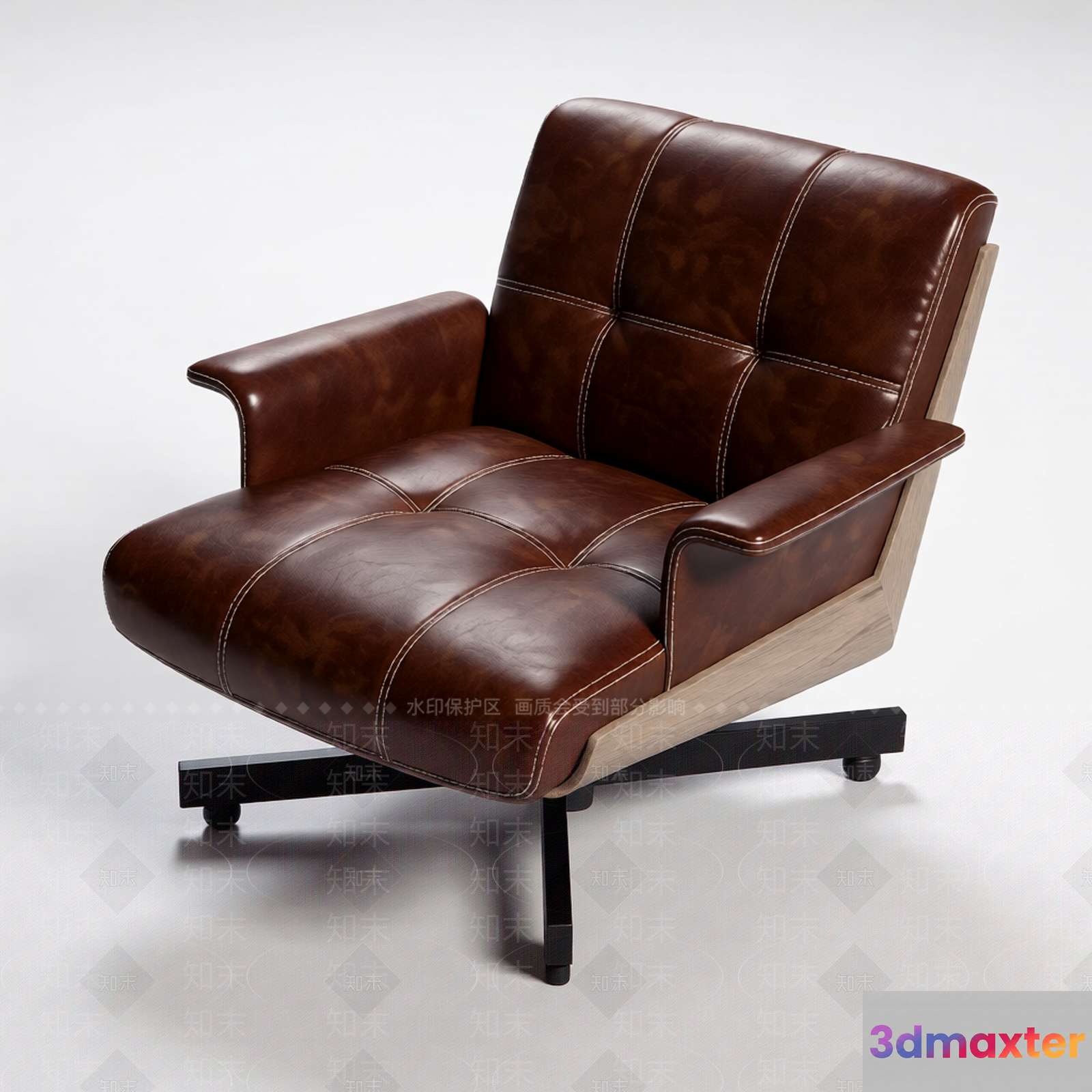 Brown Leather Armchair 3D Model - 3247 - VRAY Render