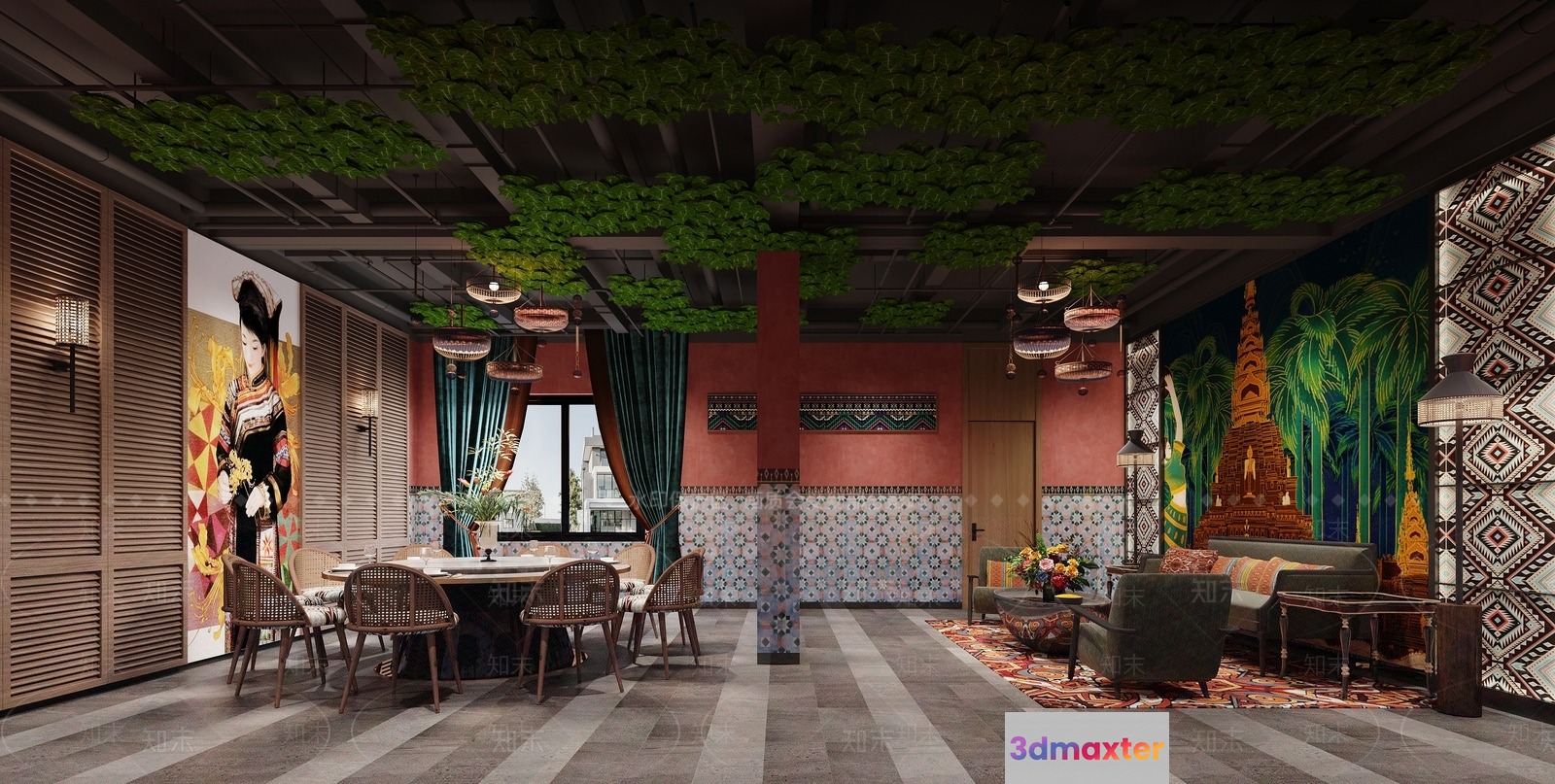 Modern Thai-Style Interior Design 3D Model - 7829 - VRAY Render
