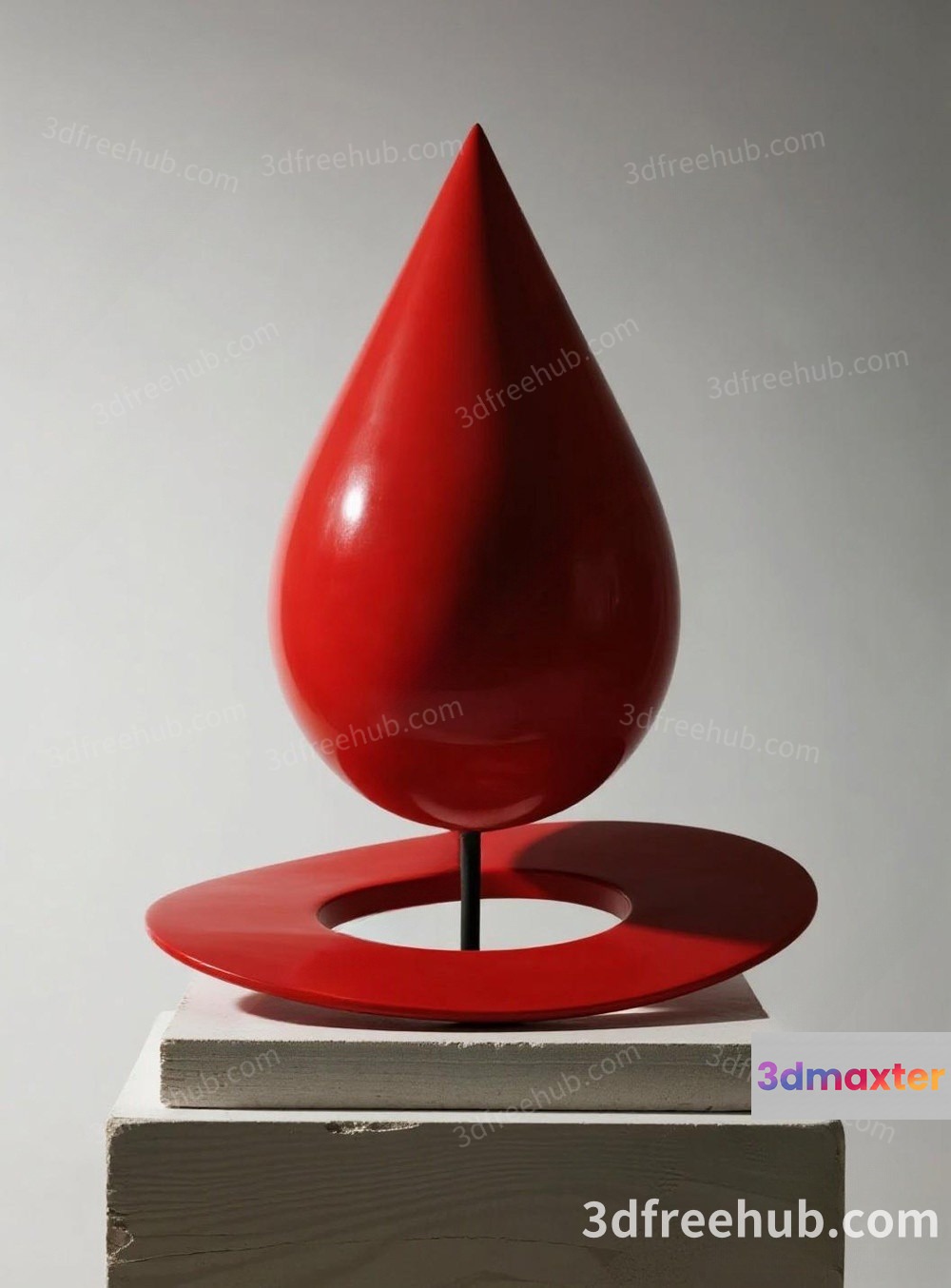 Red Teardrop Sculpture 3D Model - 20948 - VRAY Render