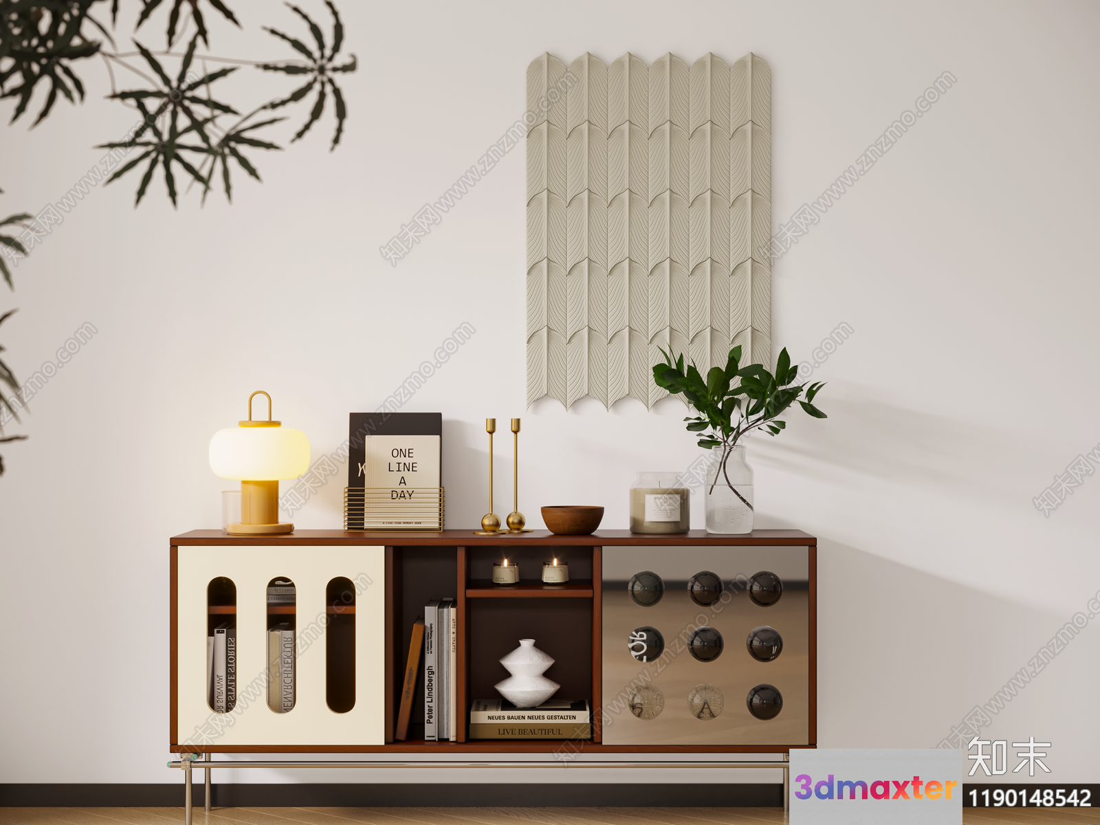Modern Mid-Century Sideboard 3D Model - 4366 - VRAY Render