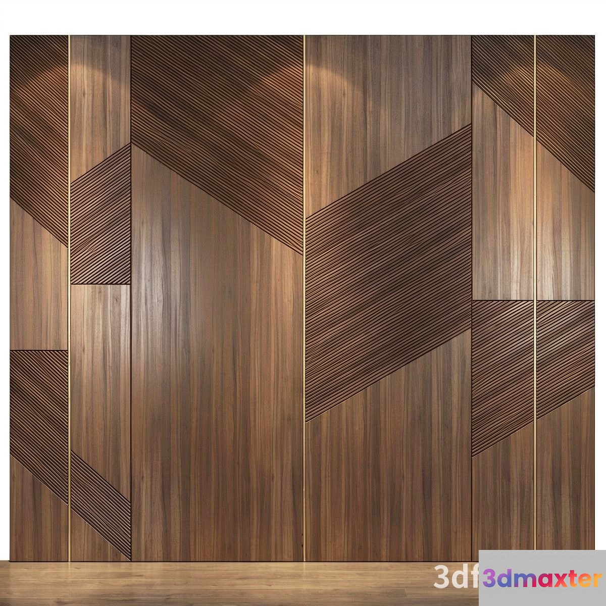 A Wooden Wall With A Geometric Pattern 3D Model - 21441 - VRAY Render