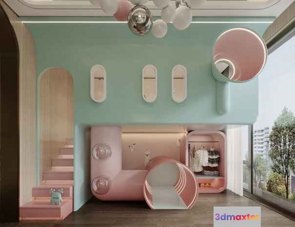 Modern Pastel-Colored Room 3D Model - 8694 - CORONA Render
