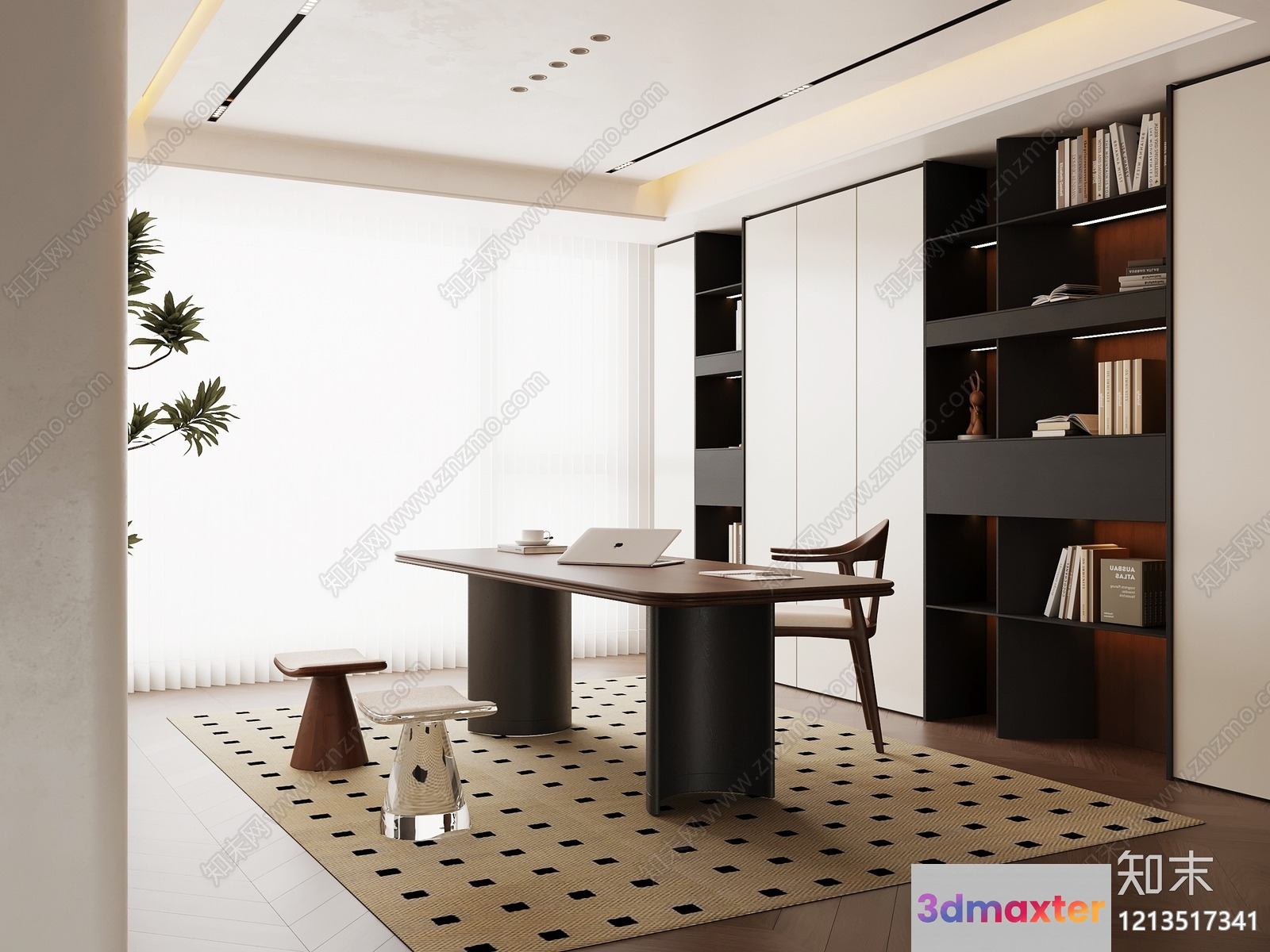 Modern Home Office 3D Model - 7000 - VRAY Render