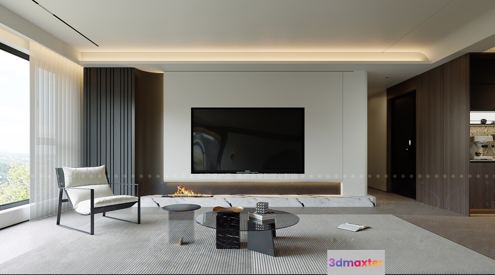 Modern Living Room 3D Model - 3560 - VRAY Render