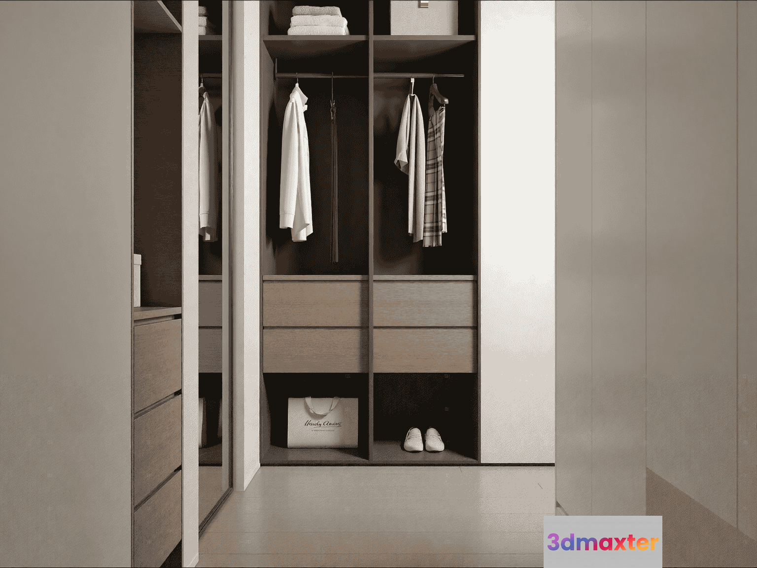 Modern Walk-In Closet 3D Model - 14570 - VRAY Render