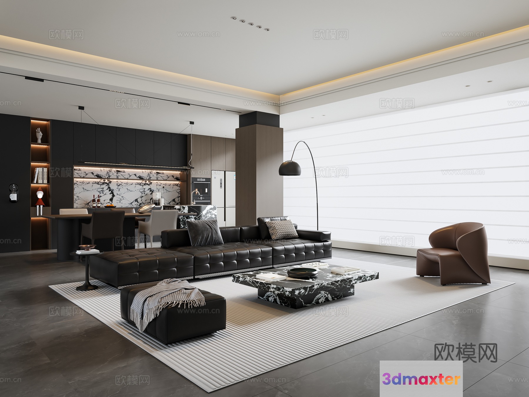 Modern Living Room 3D Model - 17945 - VRAY Render