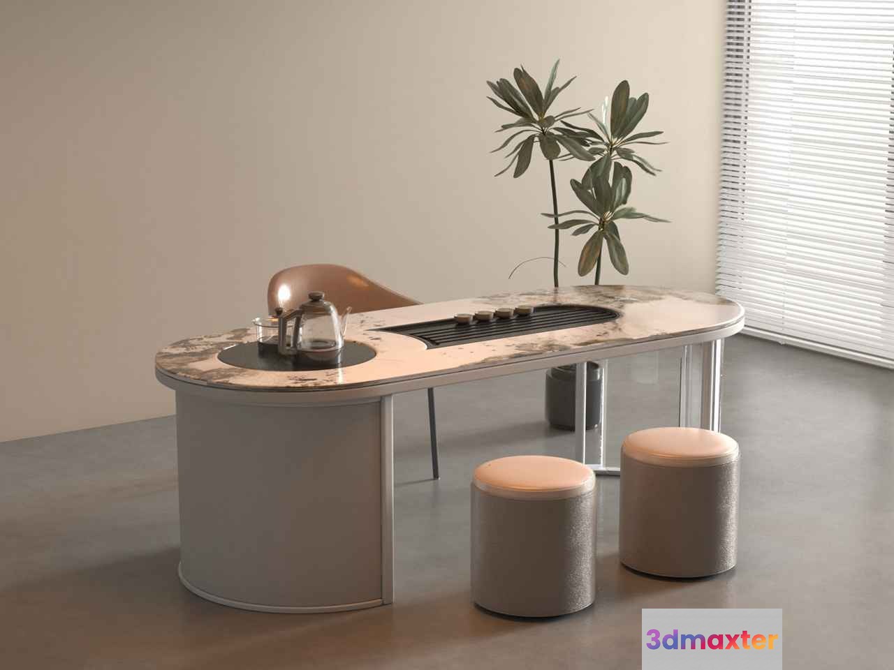 Modern Minimalist Desk 3D Model - 22130 - VRAY Render